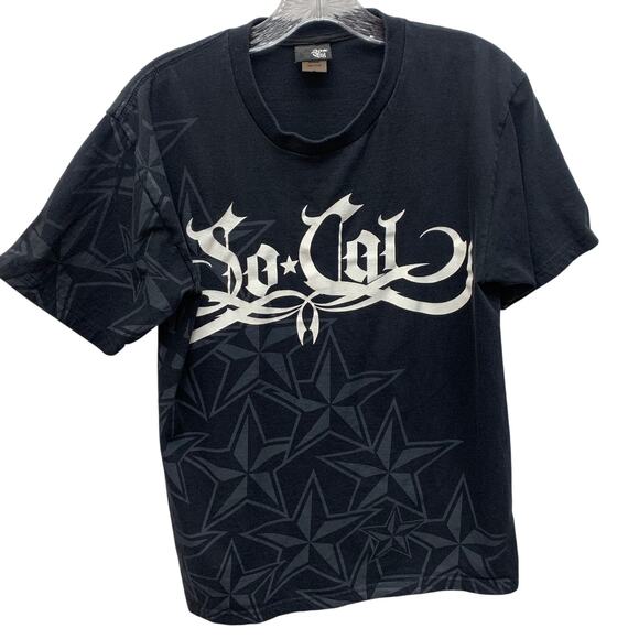 VTG So Cal No Fear Mens Medium Black Gray Stars Tee TShirt - Picture 1 of 6